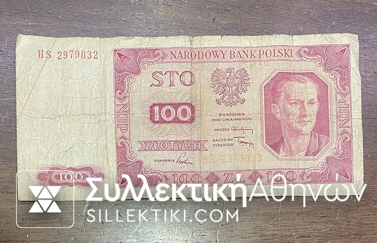 POLAND 100 Zloty 1948 F