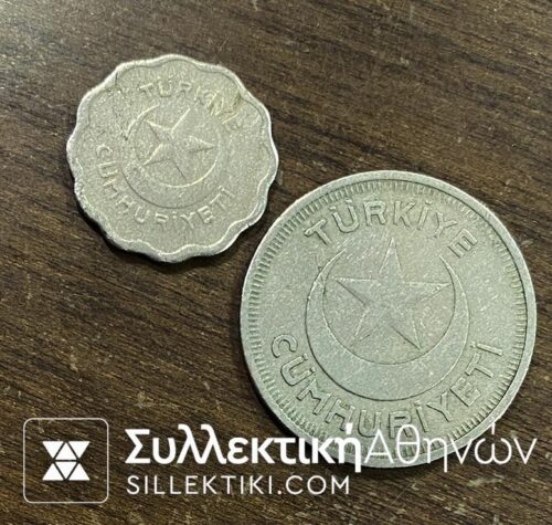 TURKEY 1 Kurus 1941 and 10 Kurus 1937 VF