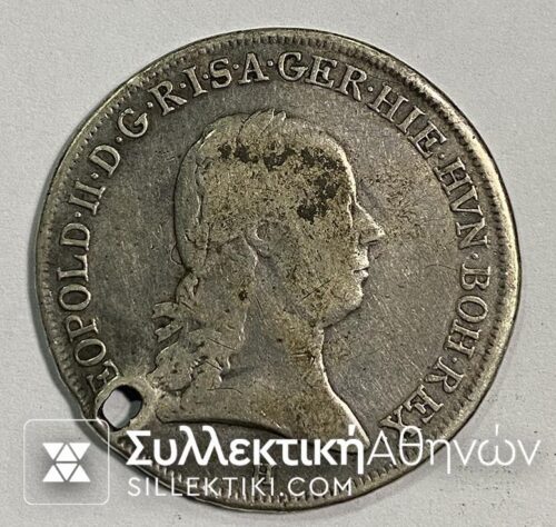 BAUSTRIAN NETHERLANDS 1/2 Kronenthaler Léopold II 1791 Gunzburg