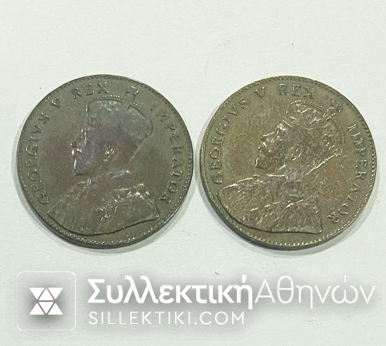 CYPRUS 2 X 1/4 Piastre (1922 and 1926)