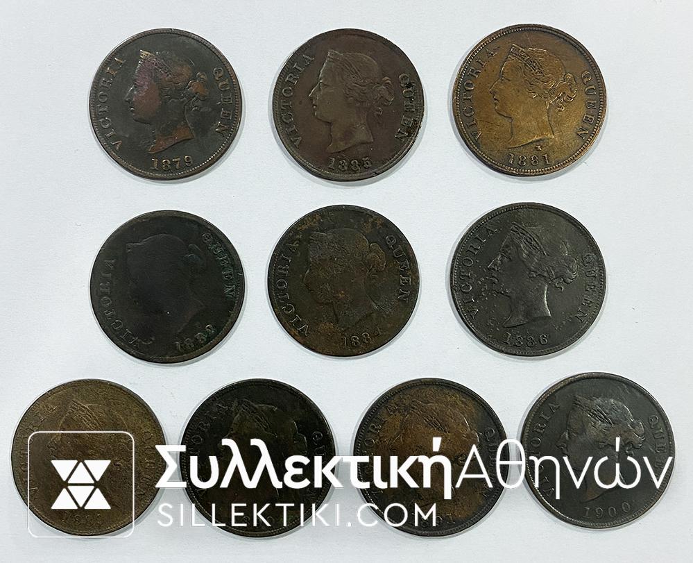 CYPRUS Collection Of 10 Different Coins of 1/2 Piastre VICTORIA