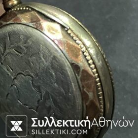 Μικρό Ασημένιο σκαλιστό με χρυσόματα Ρολόι τσέπης ή κρεμαστό 28 mm Δεν λειτουργεί