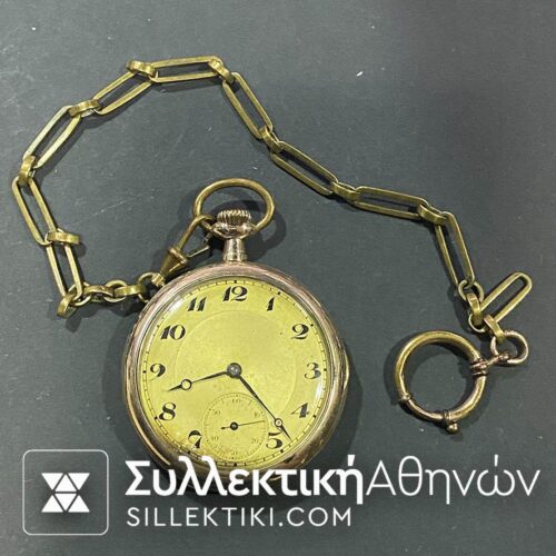 Gold plate Pocket Watch 50 mm it works fine