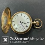 Επίχρυσο Ρολόι τσέπης 50 mm Dennison σε λειτουργία