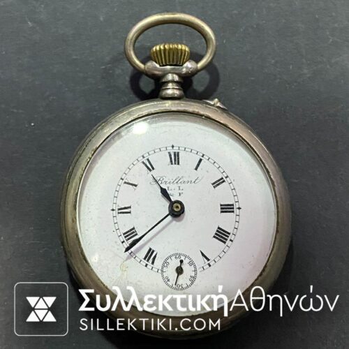 Silver Pocket Watch BRILLANT 45 mm Working Good