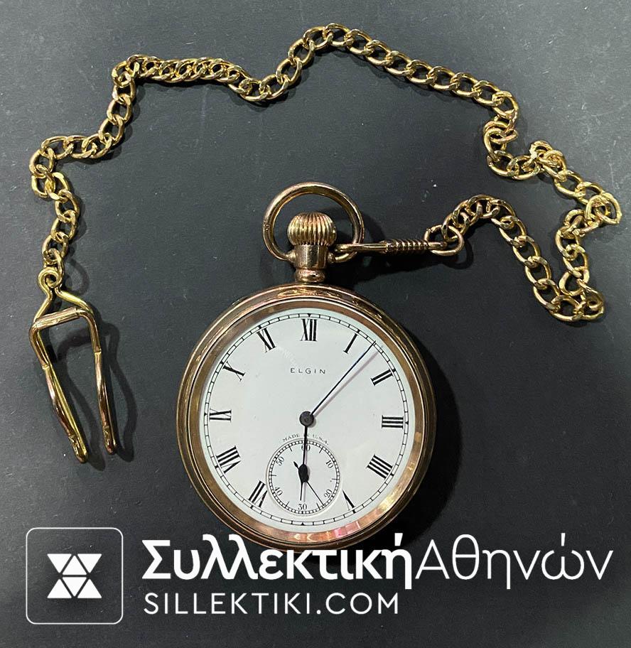 Pocket Watch ELGIN Goldplated Working 50 mm