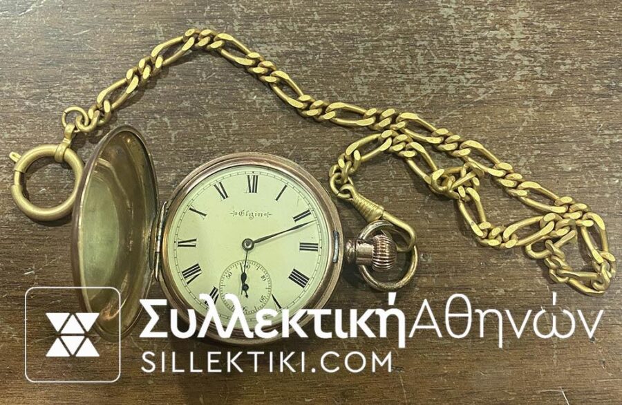 Pocket Watch ELGIN 50 mm Gold plated working
