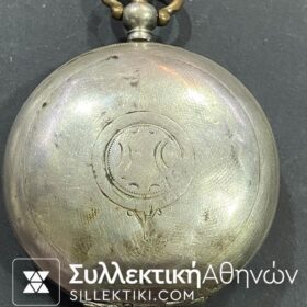 Μουσειακό Ρολόι Τσέπης Ασημένιο Τούρκικο "DE BOTTON" τρικάπακο 55 mm με εκπληκτική ασημένια αλυσίδα