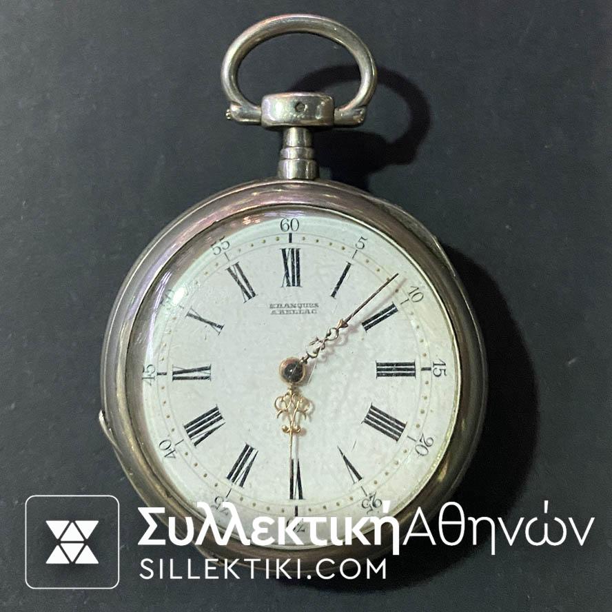 Silver Pocket Watch 46 mm Very Old with Key