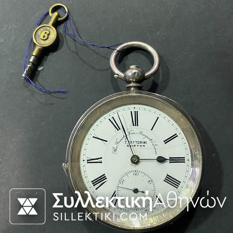 Ρολόι Τσέπης Αντίκα Ασημένιο 51 mm Με κλειδί σε λειτουργία T.FATTORINI