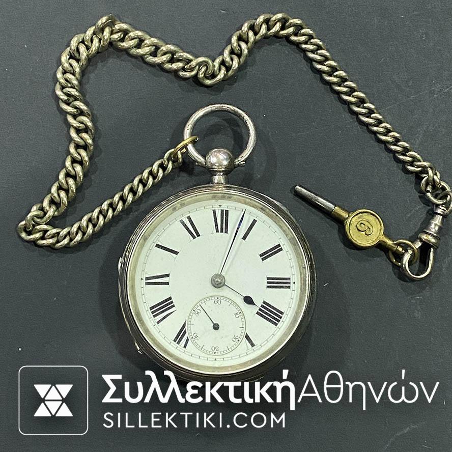 Pocket Watch Silver Antique 50 mm working...