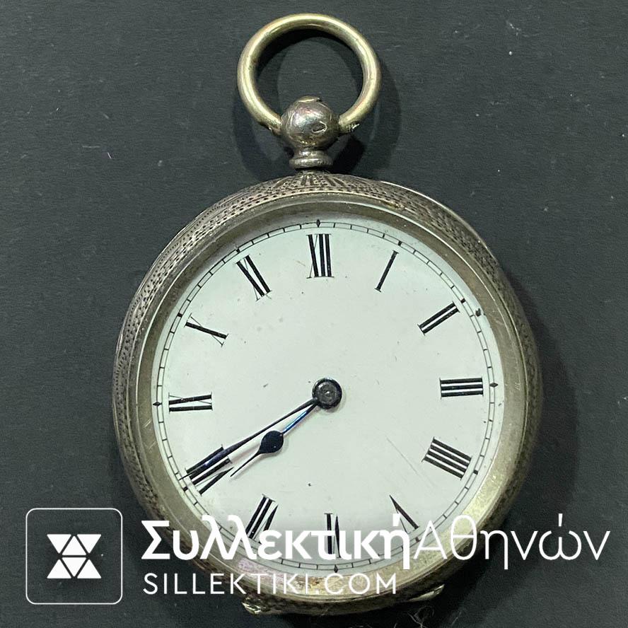 Pocket Watch Silver 40 mm with key Antique Working...