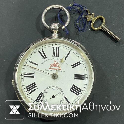 Pocket Watch H SAMUEL FLEURIER silver 53 mm working...