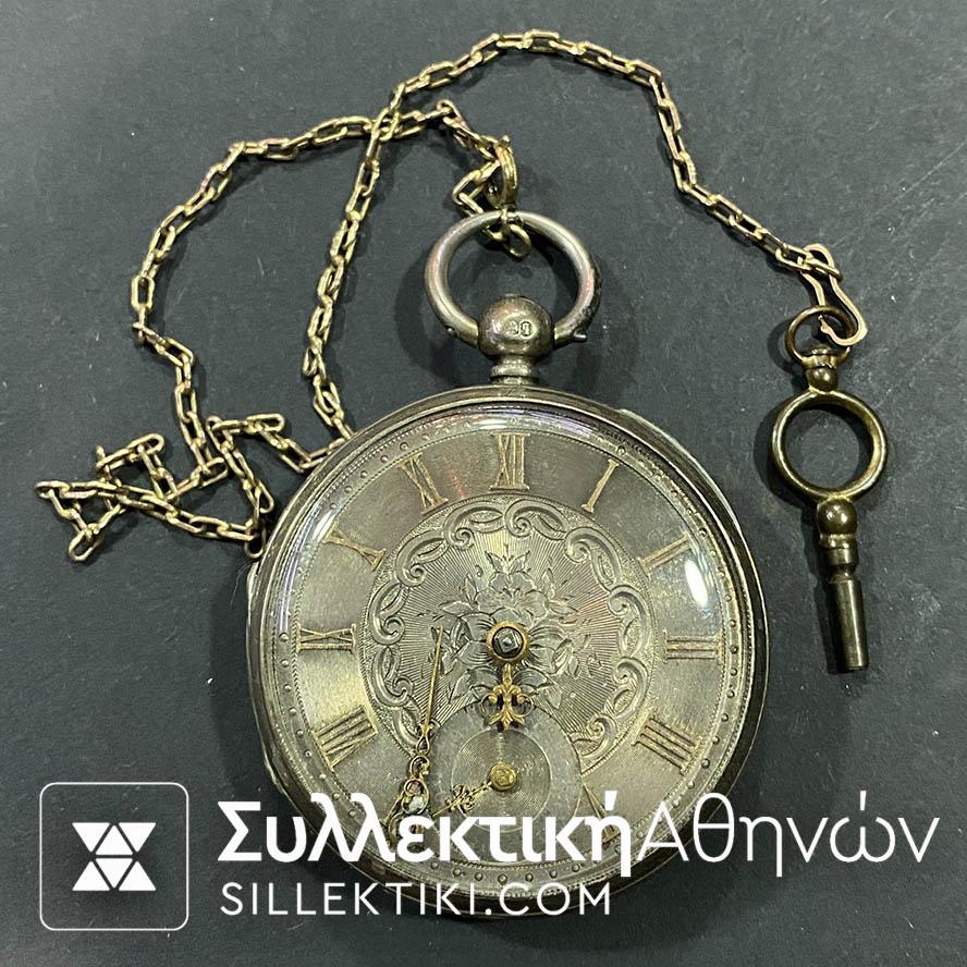 Beautiful Pocket Watch Silver with amazing plate . 50 mm No working