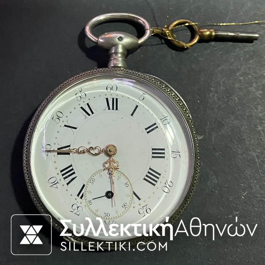 Pocket Watch Antique with key 47 mm Working