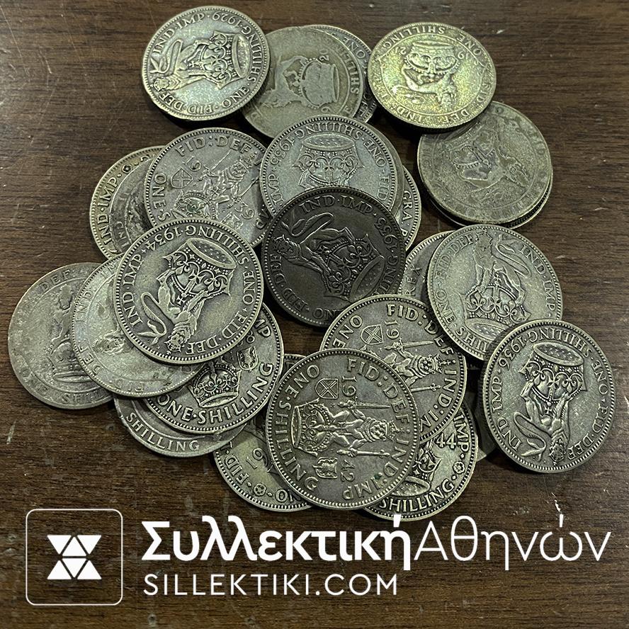 silver coin shilling britain lot