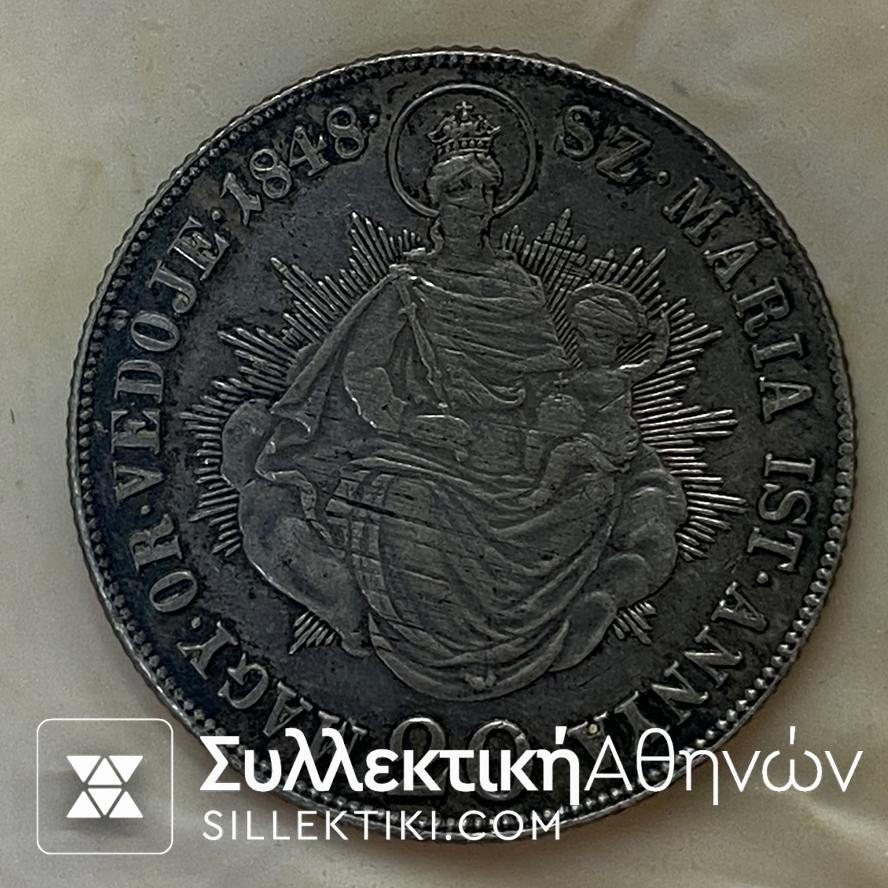 1848 HUNGARY 20 KRAJCZAR SILVER Madonna