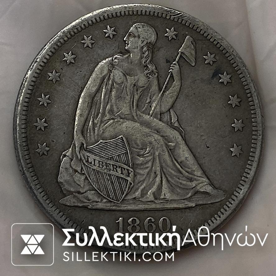 1860-O Seated Liberty Dollar