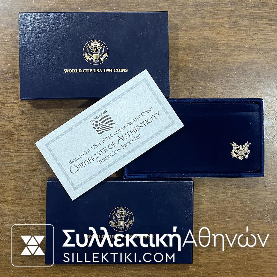 ΑΜΕΡΙΚΗ 1994 World Cup three Coins (1 Gold 1 silver 1 Clad)