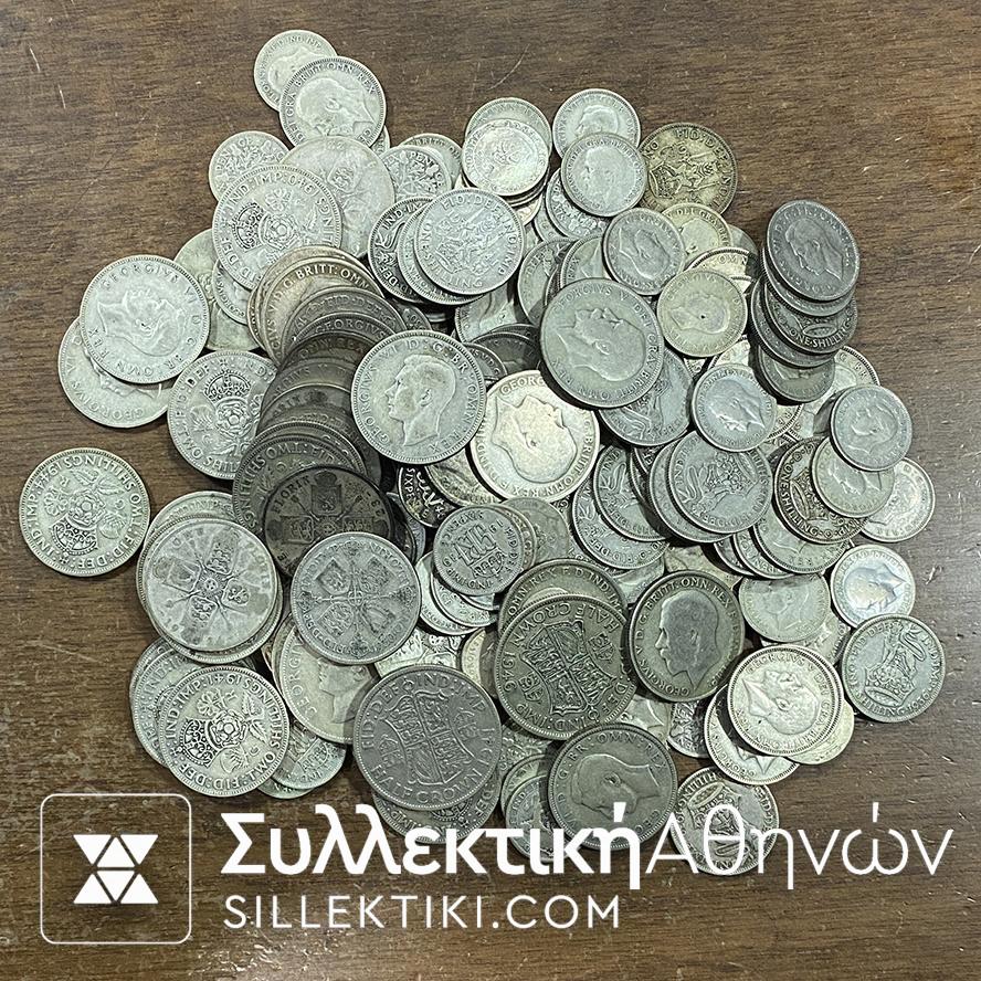 huge lot 1.3 kilo silver british coins