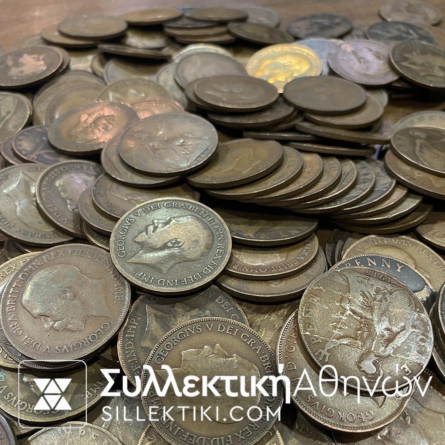 ΑΓΓΛΙΑ Παρτίδα με 220 Πέννες 1900-1948 διάφορες καταστάσεις