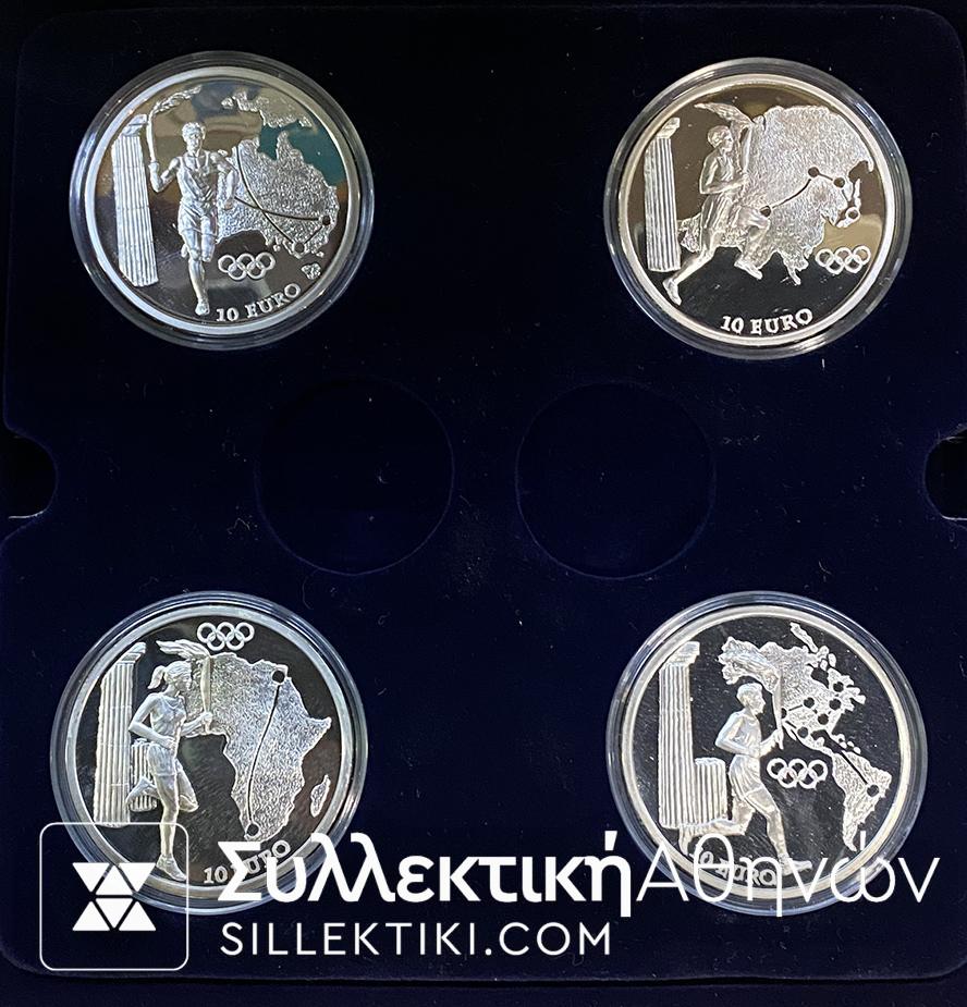 ΠΡΟΣΦΟΡΑ 4 Ασημένια Νομίσματα Λαμπαδηδρομίας 2004 Proof