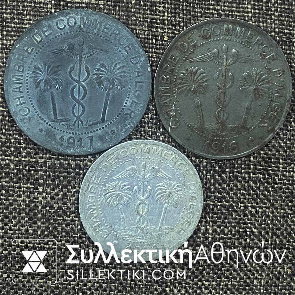 ΓΑΛΛΙΚΗ ΑΛΓΕΡΙΑ 3 Σπάνιες Μάρκες 5-10-10 Cent. 1916-17-21