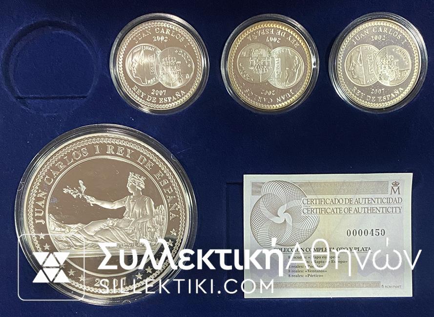 SPAIN SILVER SET (4) COINS EURO 2007 "ANIVERSARIO DEL EUR0"