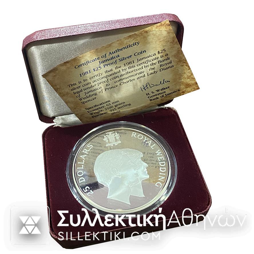 ΤΖΑΜΑΙΚΑ 25 Δολάρια 1891 Proof ROYAL WEDDING 136 gr. silver