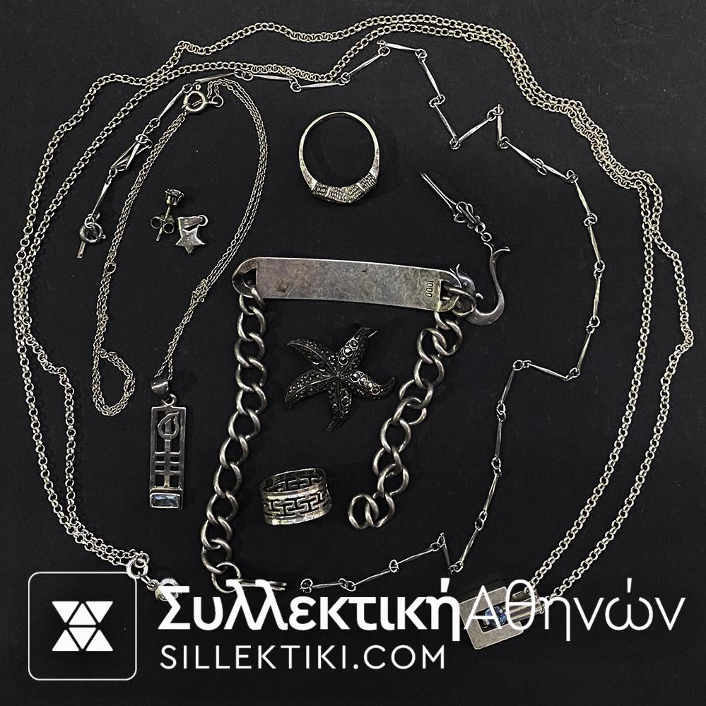 Lot με Ασημένια Κοσμήματα (10 Τεμάχια)  σε Προσφορά
