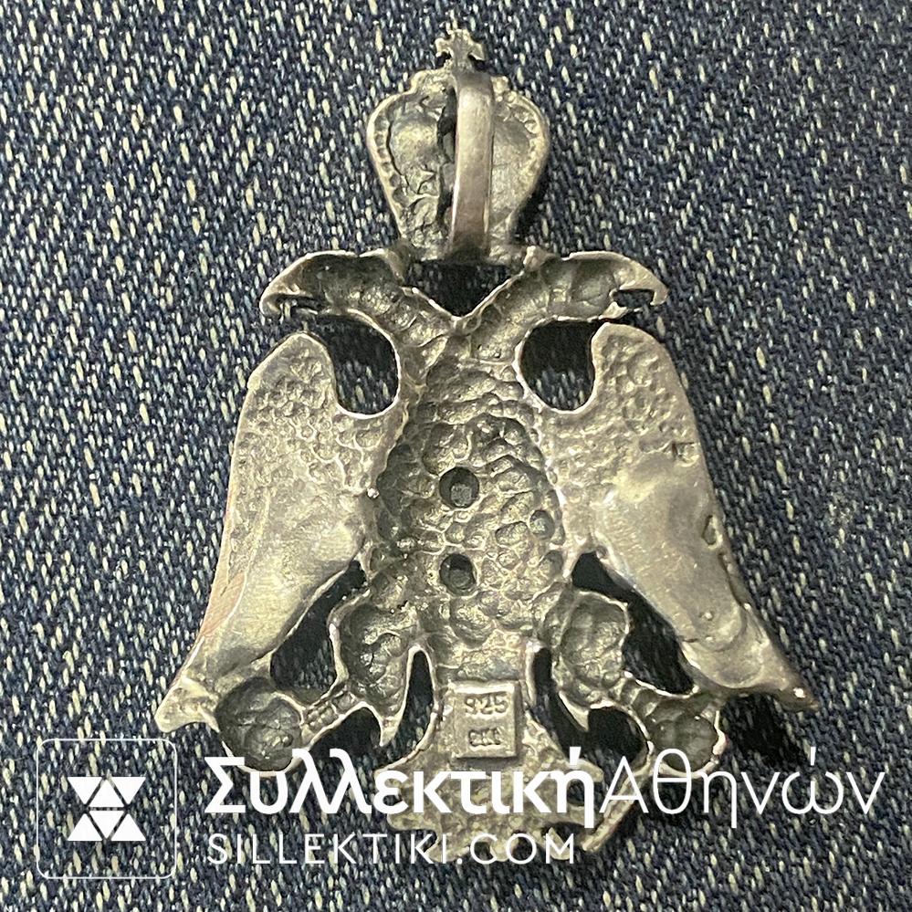 Ασημένιο Κόσμημα Λαιμού Δικέφαλος εστεμμένος - Χρυσό Σταυρό