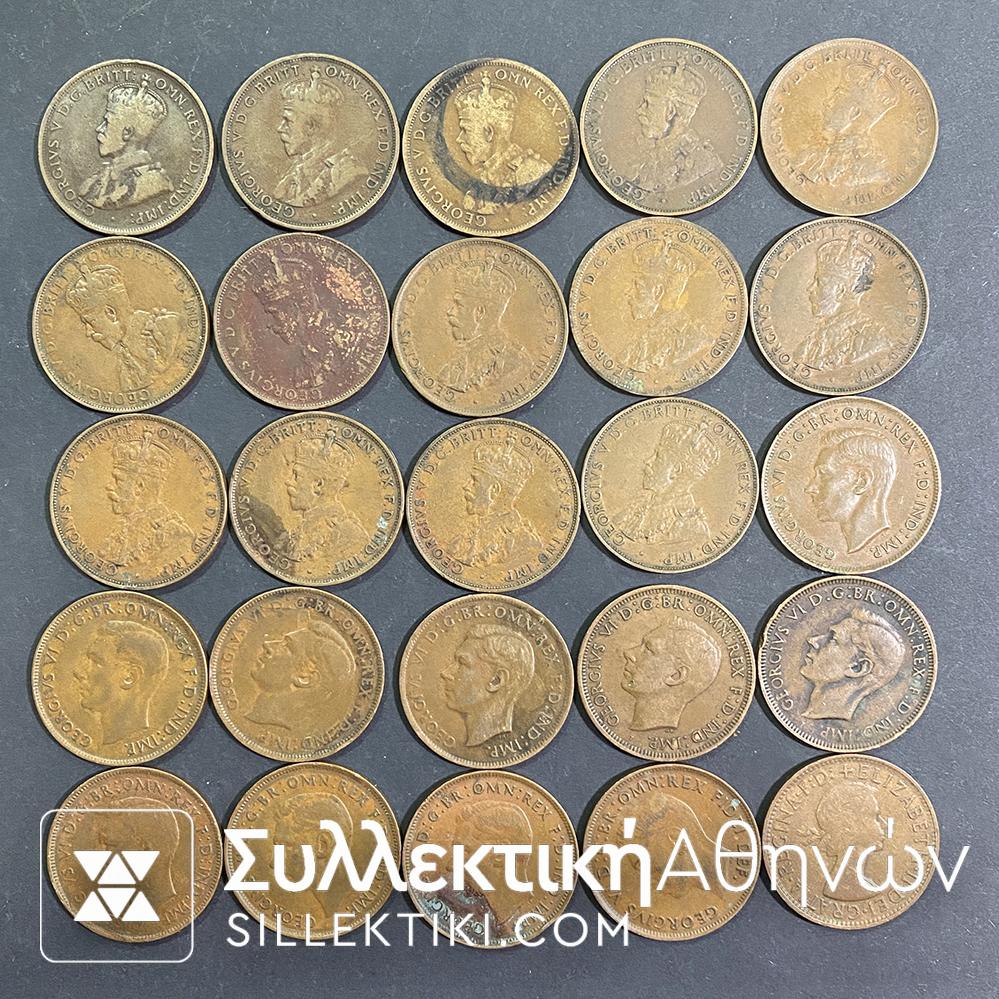 ΑΥΣΤΡΑΛΙΑ Νομίσματα 1  Penny 25  Διαφορετικά  Γεωργίου V+VI