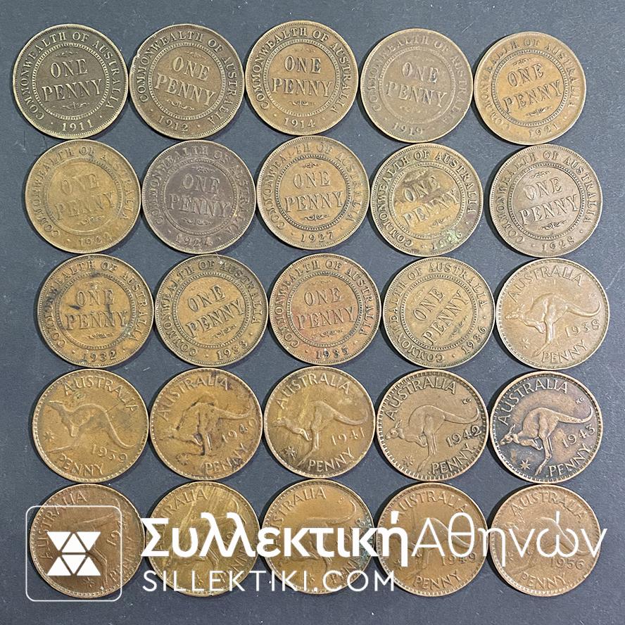 ΑΥΣΤΡΑΛΙΑ Νομίσματα 1  Penny 25  Διαφορετικά  Γεωργίου V+VI