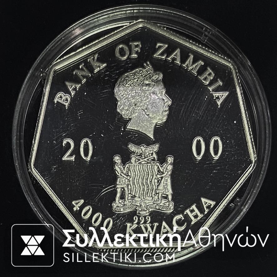 ΖΑΜΠΙΑ 4000 Kwacha 2000 Proof Επτάγωνο Νόμισμα-Ημερολόγιο