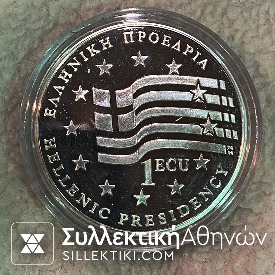 1 ECU Ασημένιο Proof Μετάλλιο 1994 Τραπέζα Ελλάδος ΚΕΡΥΡΑΣ