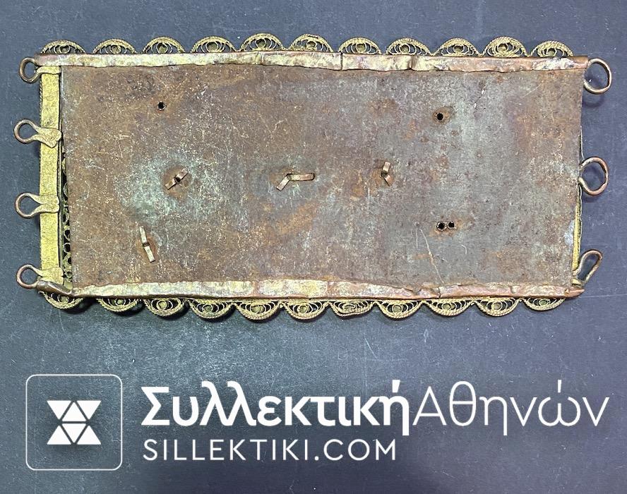 Αγκράφα Ζώνης Ολοκέντητη Αυθεντική Αντίκα με πετράδια