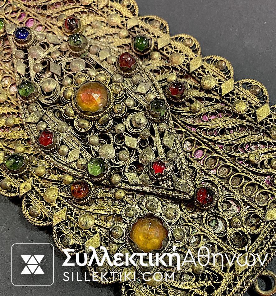 Αγκράφα Ζώνης Ολοκέντητη Αυθεντική Αντίκα με πετράδια