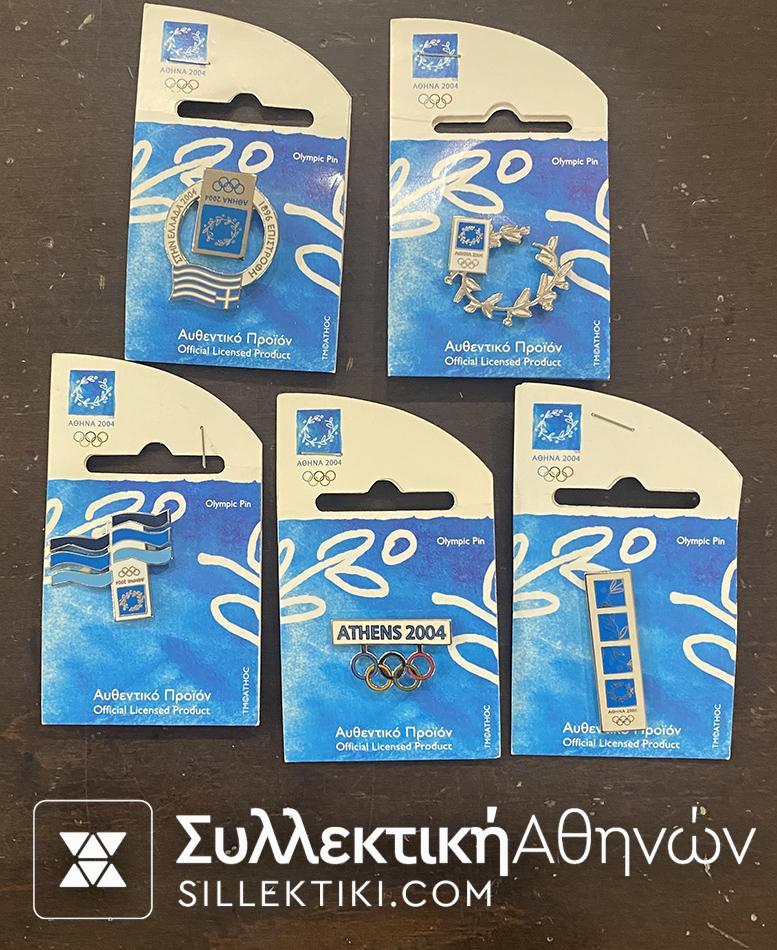 Set of 6 Official Olympic Pins "ATHENS 2004" with Symbols. Logos etc