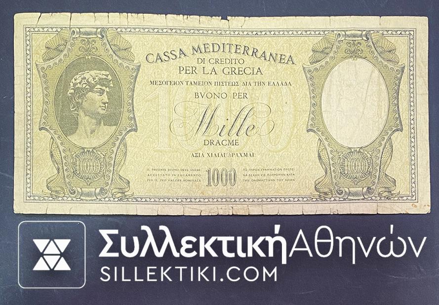 1.000 Drachmas Cassa Mediterranea ''DI CREDITO PER LA GRECIA ' 'ΜΕΣΟΓΕΙΟΝ ΤΑΜΕΙΟΝ ΠΙΣΤΕΩΣ ΔΙΑ ΤΗΝ ΕΛΛΑΔΑ'