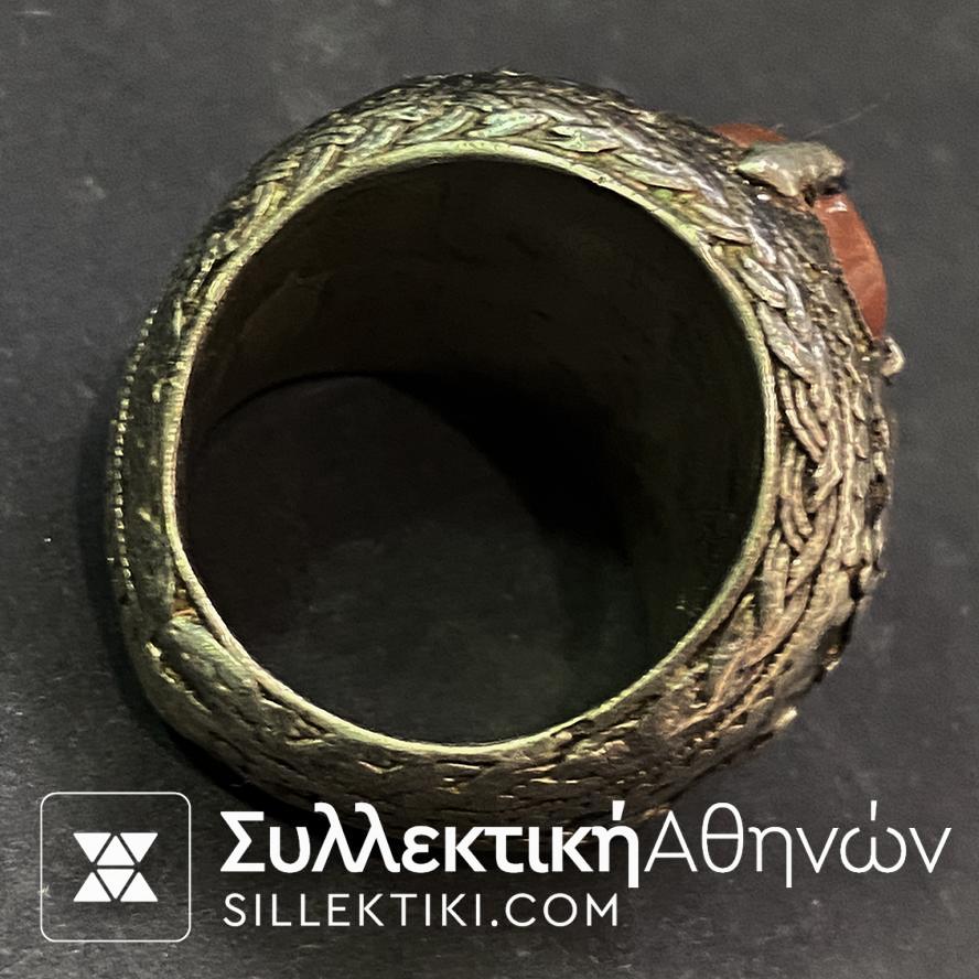 Δαχτυλίδι Ασημένιο Οθωμανικό ΣΠΑΝΙΟ Μεγάλο Μέγεθος