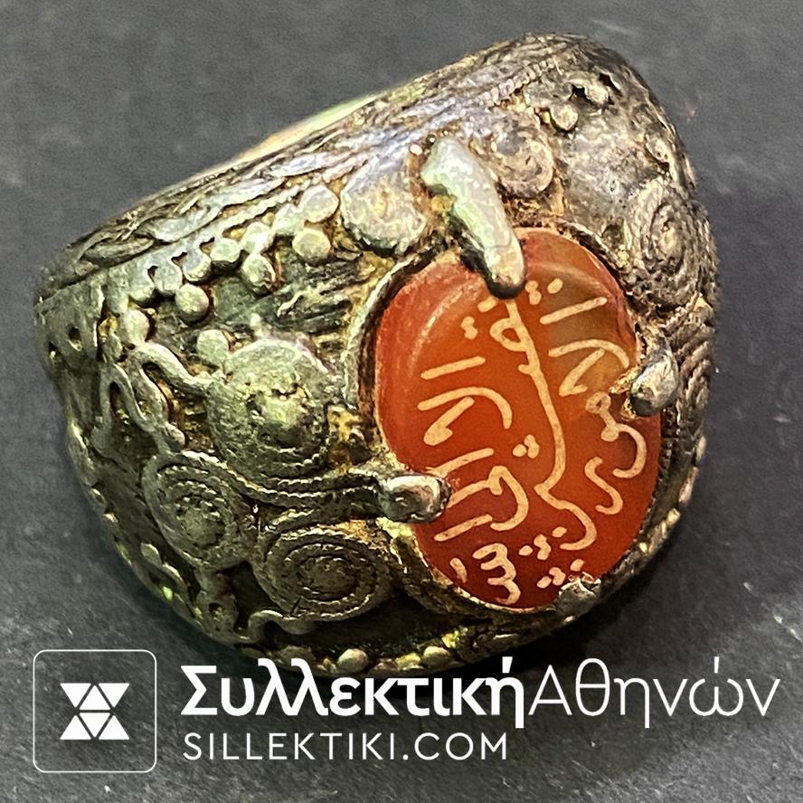 Δαχτυλίδι Ασημένιο Οθωμανικό ΣΠΑΝΙΟ Μεγάλο Μέγεθος