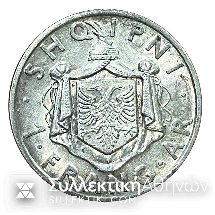 ΑΛΒΑΝΙΑ 1 Φράγκο 1937 Ασημένιο Νόμισμα ακυκλοφόρητο