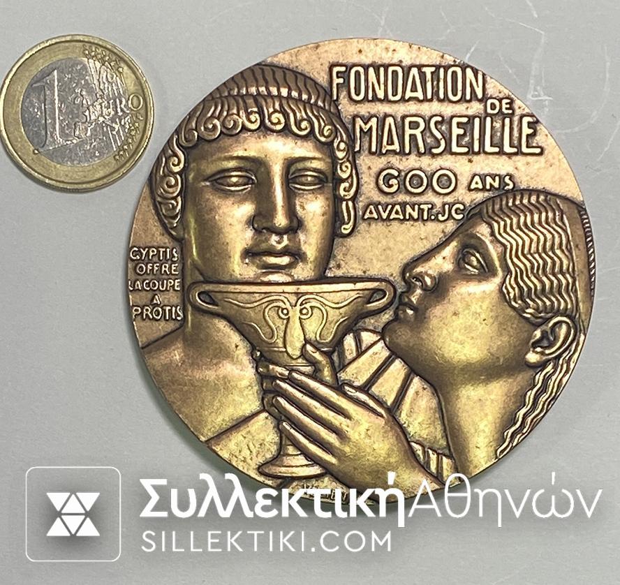 FRANCE MEDAL "FONDATION DE MARSEILLE GOO ANS AVANT.JC" "GYPTIS OFFRE LA COUPE A PROTIS' 'MASSILIA -CIVITAS"