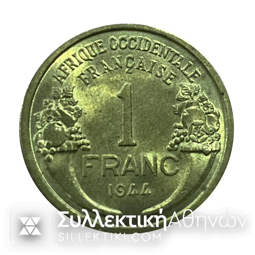 FRANCE WEST AFRICA 1 Franc 1944 UNC