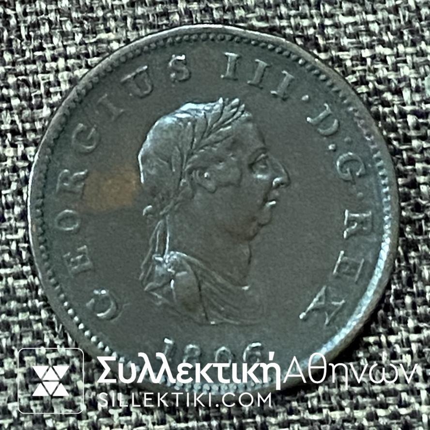 ΑΓΓΛΙΑ Μισή Πένα 1806 Χάλκινο Νόμισμα εξαιρετική κατάσταση
