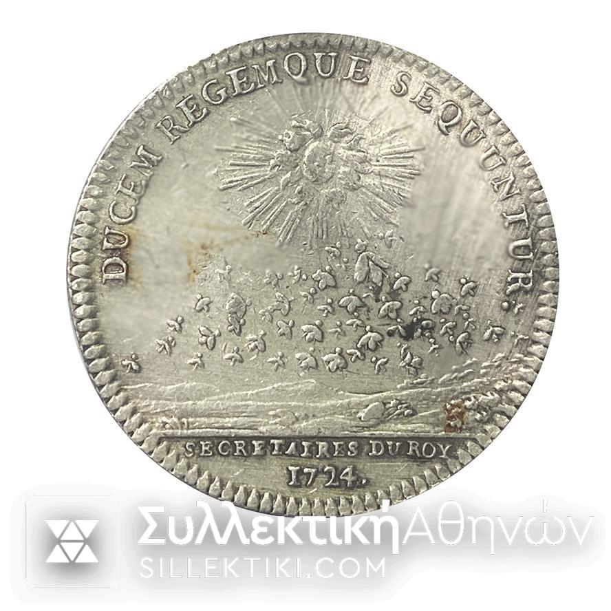 ΓΑΛΛΙΑ Ασημένιο Jeton 1724 Λουδοβίκου 15ου Άριστη κατάσταση