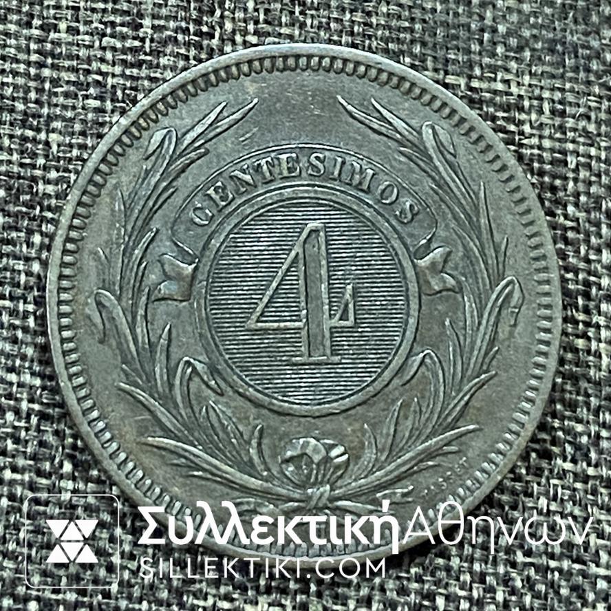 ΟΥΡΟΥΓΟΥΑΗ 4 Σεντέσιμο 1869 Σχεδόν Ακυκλοφόρητο Νόμισμα