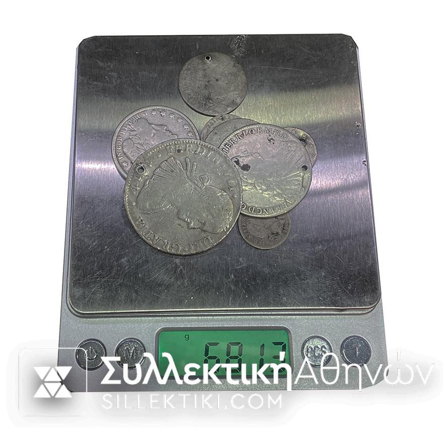 Lot με 7 Ασημένια (τα 2 σπάνια) νομίσματα με τρύπες