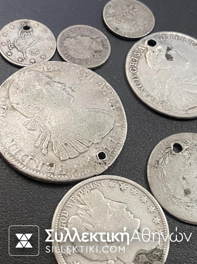 Lot of Rare old Silver Coins Pierced