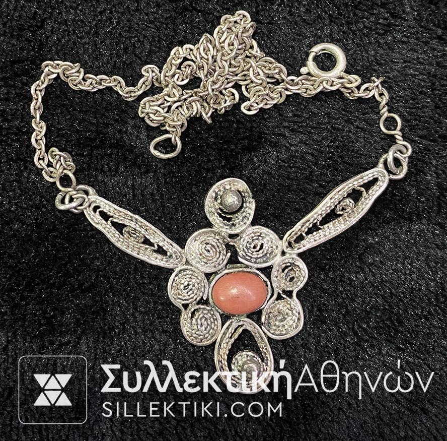 3 Ασημένια κοσμήματα Αντικες Ολοκέντητα